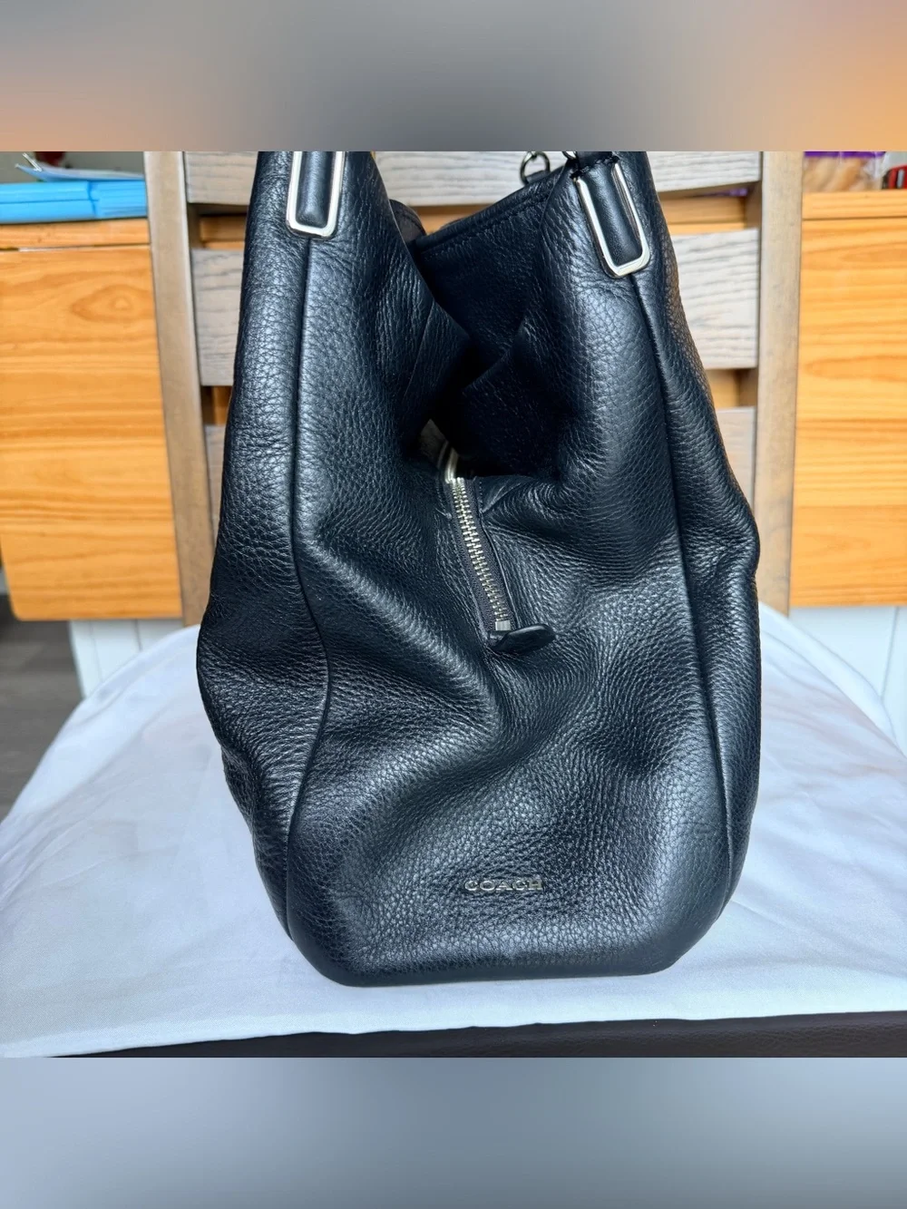 Coach Madison Phoebe pebbled leather shoulder bag in black